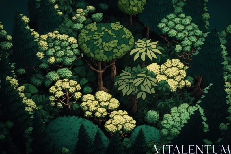 Isometric Forest Art in Pixel Style AI Image