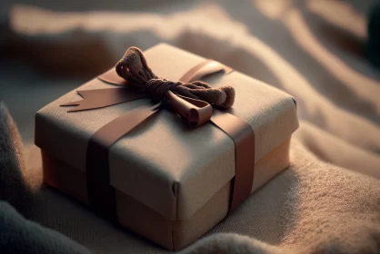 Softly Blurred Brown Gift Boxes: A Dreamy Display AI Image