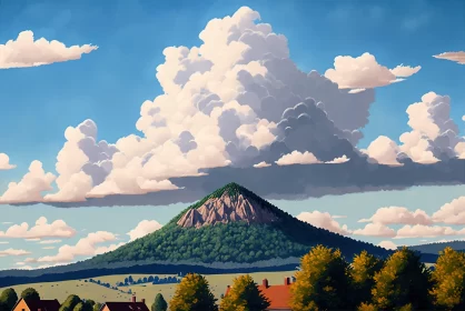 Biedermeier Style Landscape: Clouds Over Hillside