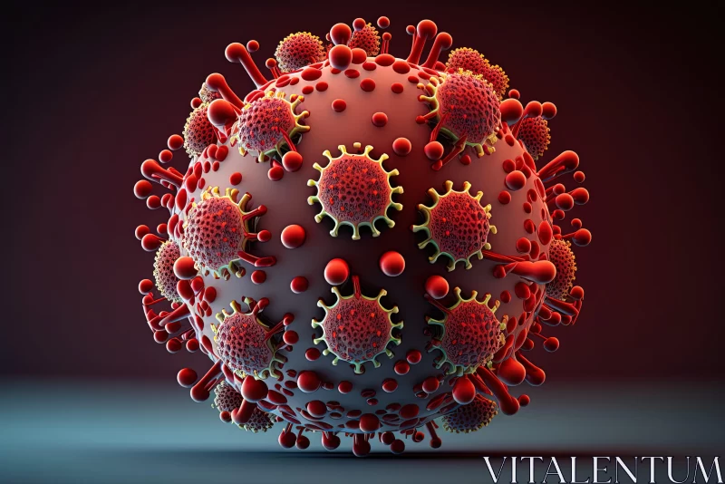 Intricate Rendering of Coronavirus on Black Background AI Image