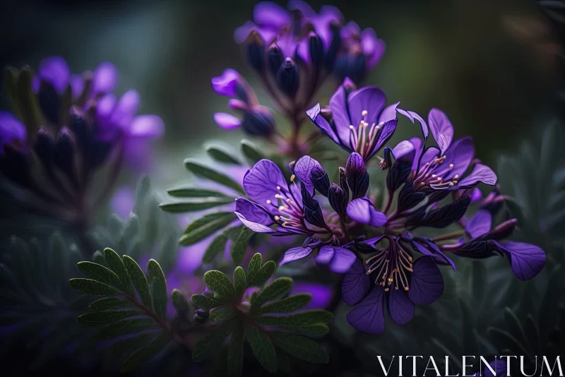 Violet Flowers - A Painterly Depiction of Nature's Beauty AI Image