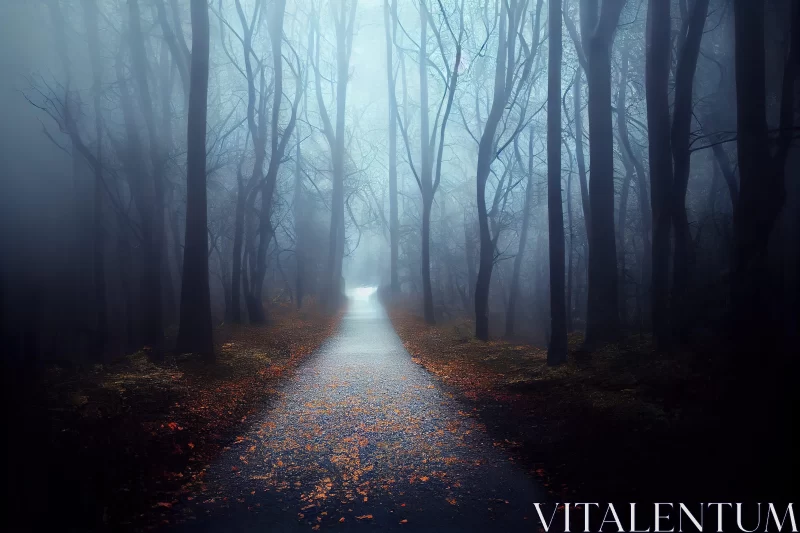 Mysterious Foggy Forest Path - A Nature's Enigma AI Image