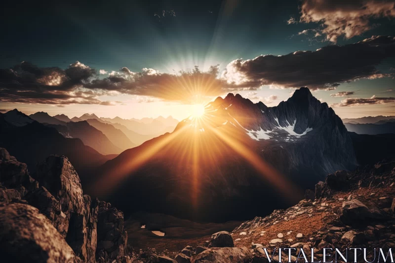 Sunrise Over Mountain Range: A Joyful Celebration of Nature AI Image