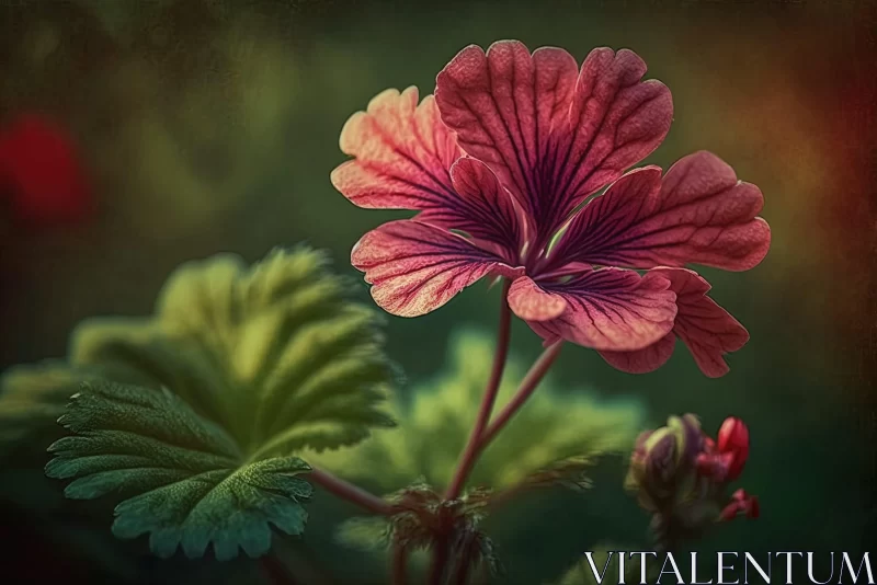 Geranium Flower Against Old Style Background AI Image