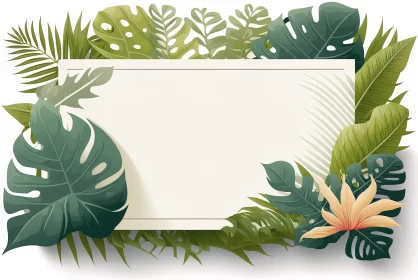 Tropical Foliage Frame Illustration with Soft Tonal Colors