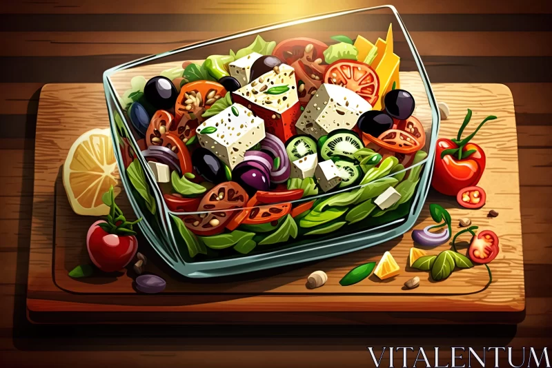 Vegetarian Salad in Glass Bowl: A Unique Visual Feast AI Image