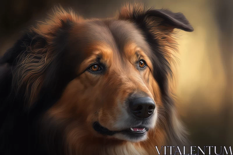 Captivating Canine Portrait in Amber and Crimson Hues AI Image