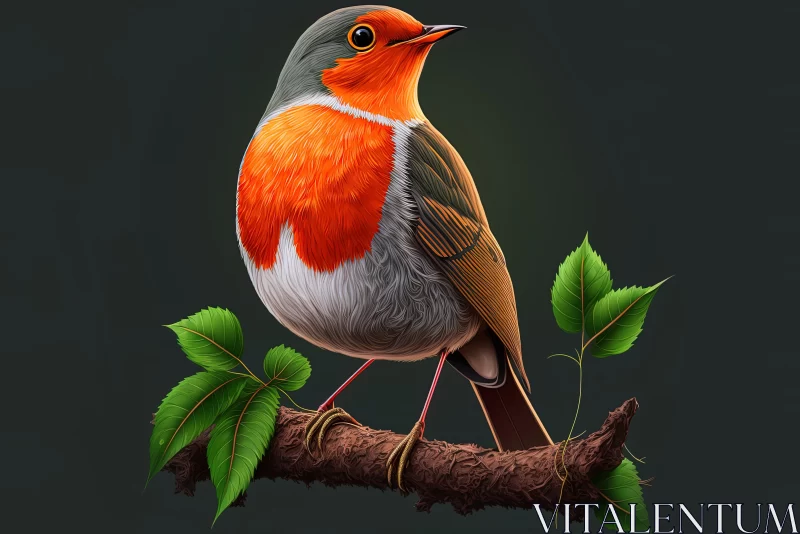 Detailed and Charming Robin Bird Illustration AI Image
