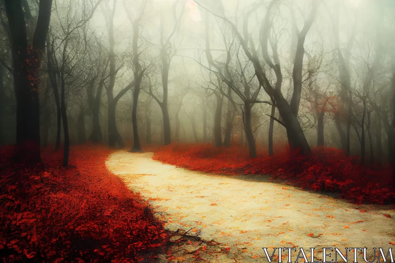 Fantastical Dreamscape: Enchanting Woodland Path in Amber Glow AI Image
