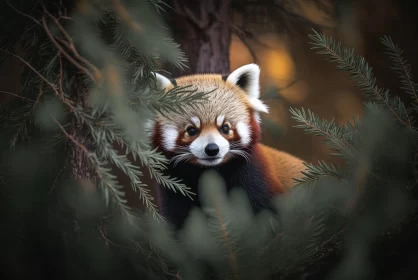 Red Panda in Winter Forest: An Emotive Portrait