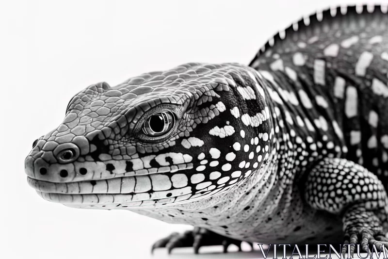 Black and White Lizard Portraiture with Minimal Retouching AI Image
