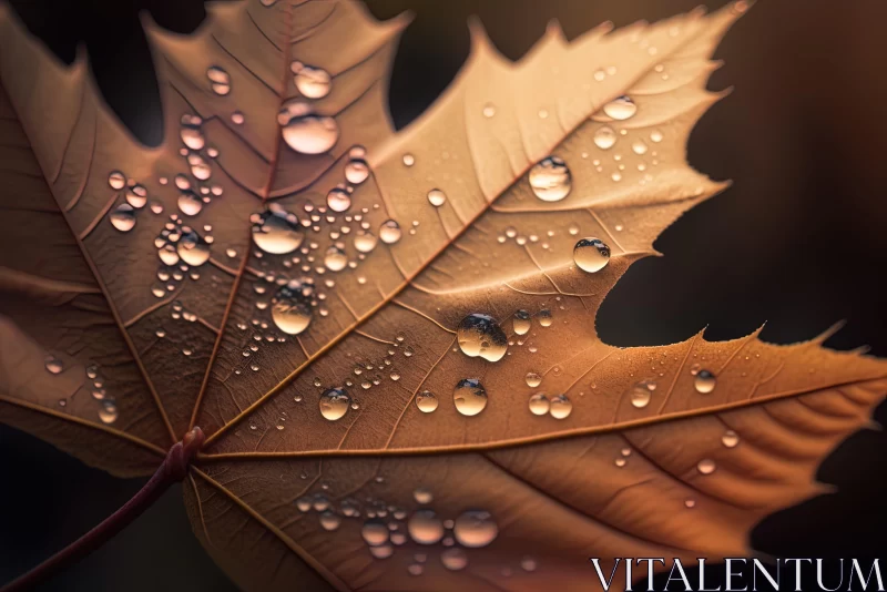 Autumn Leaf with Water Droplets - Nature-Inspired Art AI Image