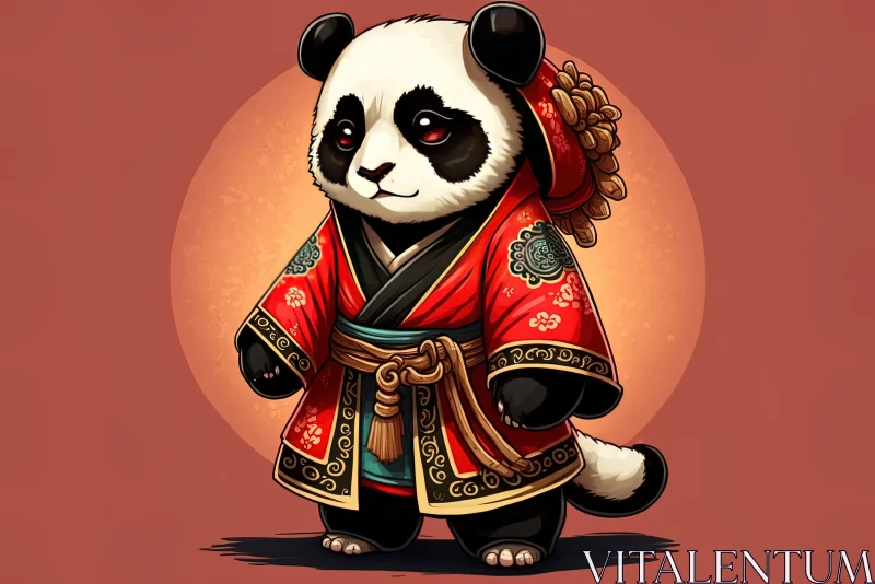 AI ART Cartoon Panda in Traditional Chinese Outfit - 2D Game Art