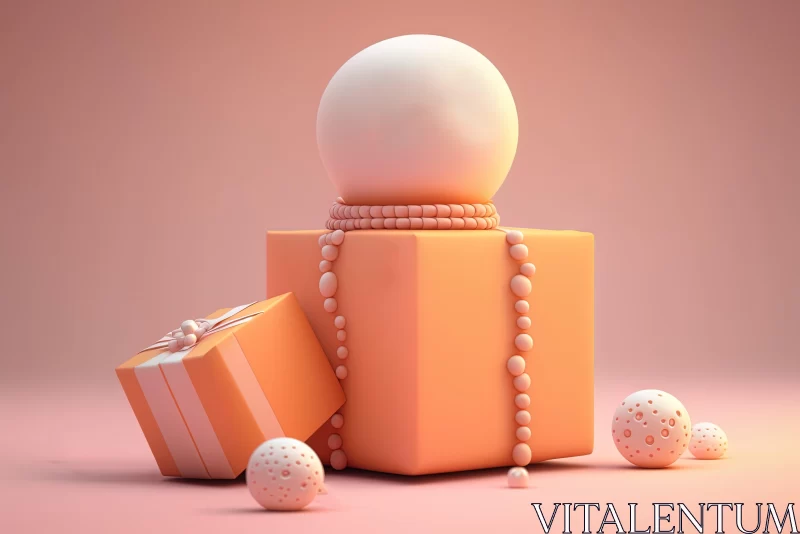 Minimalist 3D Sculpture - Romanticized Egg in an Orange Box AI Image