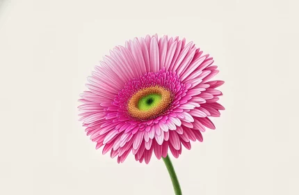 Pink Gerbera Flower with Green Center Illustration