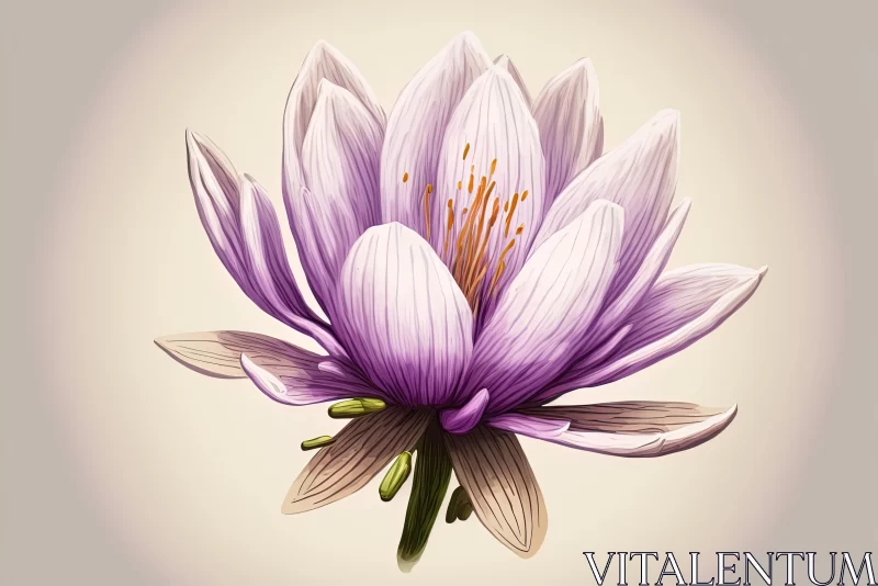 Watercolor Lotus Flower: A Detailed Historical Illustration AI Image