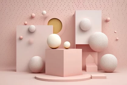 Abstract 3D Art with Pastel Cubes and Spheres