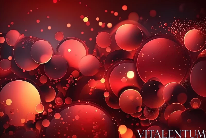 Abstract Art of Red Bubbles on a Dark Backdrop AI Image