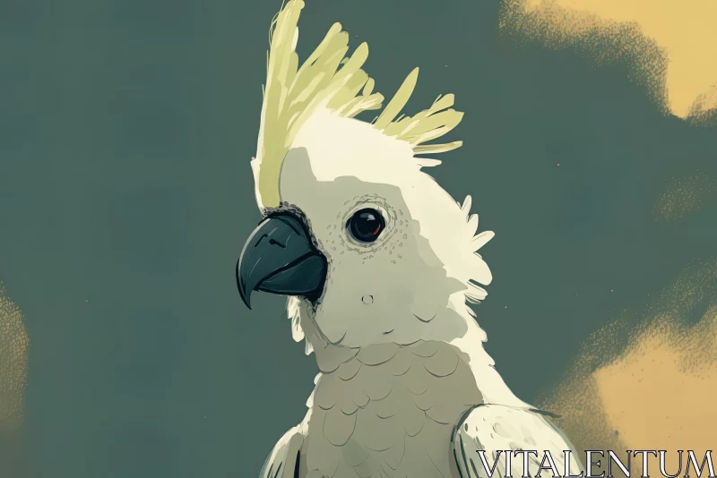 AI ART Anime-Inspired White Parrot Portrait - Monochromatic Study