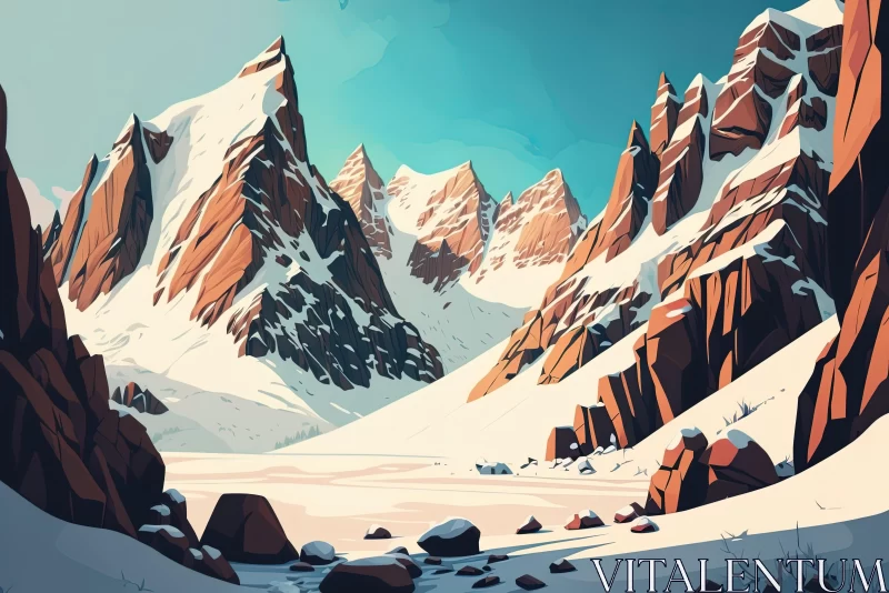 Winter Mountainscape: A Nature-Inspired Artistic Adventure AI Image