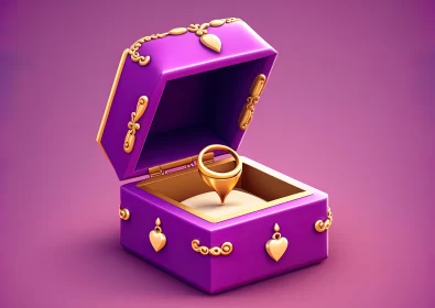 3D Illustrated Ring in a Fairytale-Inspired Purple Box AI Image