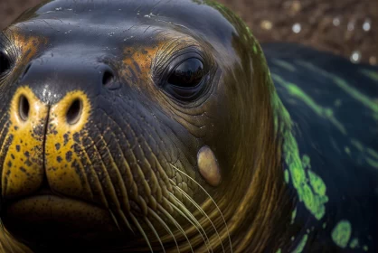 Sealion Close-Up: A Study in Gold, Emerald, and Texture