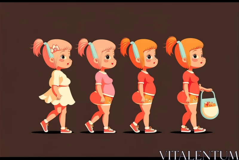 Stages of Growth in Cartoon and Anime Females AI Image