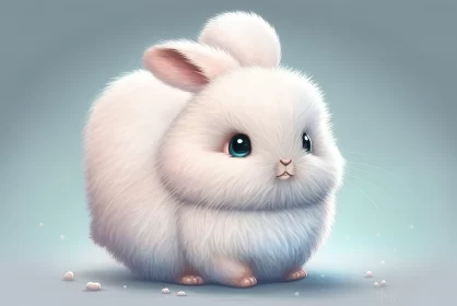 Adorable White Rabbit Illustration - A Showcase of Texture and Cuteness AI Image