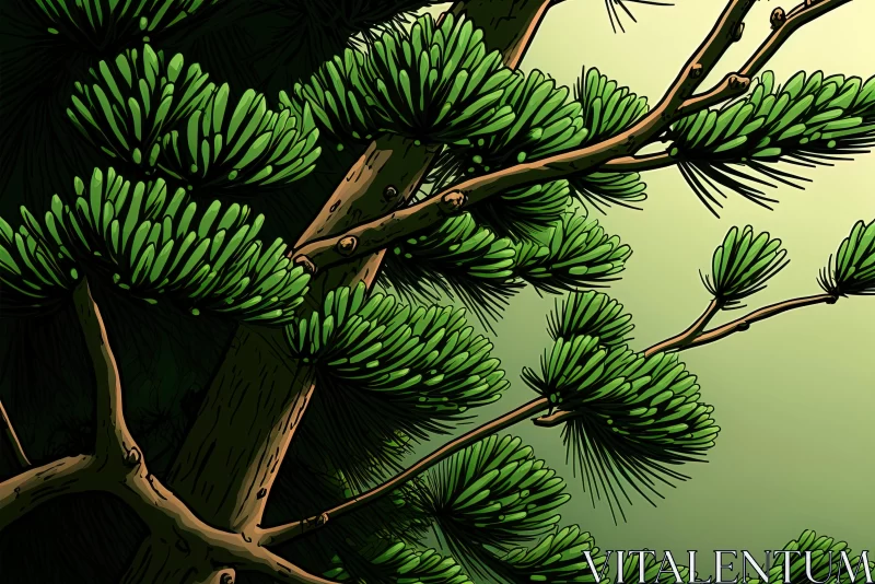 Detailed Tree Illustration in Comic Book and Manga Style AI Image