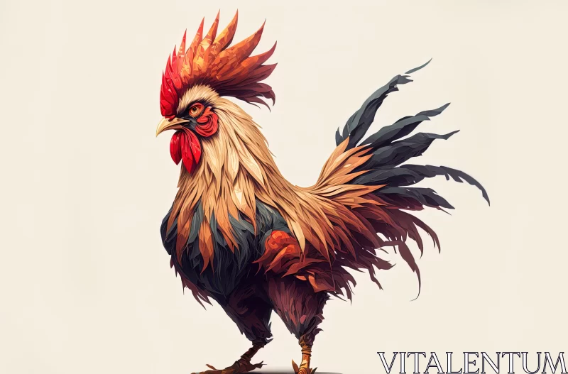 Anime-Style Rooster Art: A Majestic and Exotic Illustration AI Image
