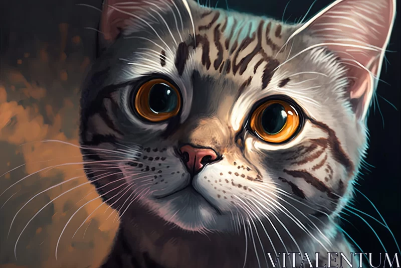 Intricate 2D Game Art Style Tabby Cat Portrait AI Image