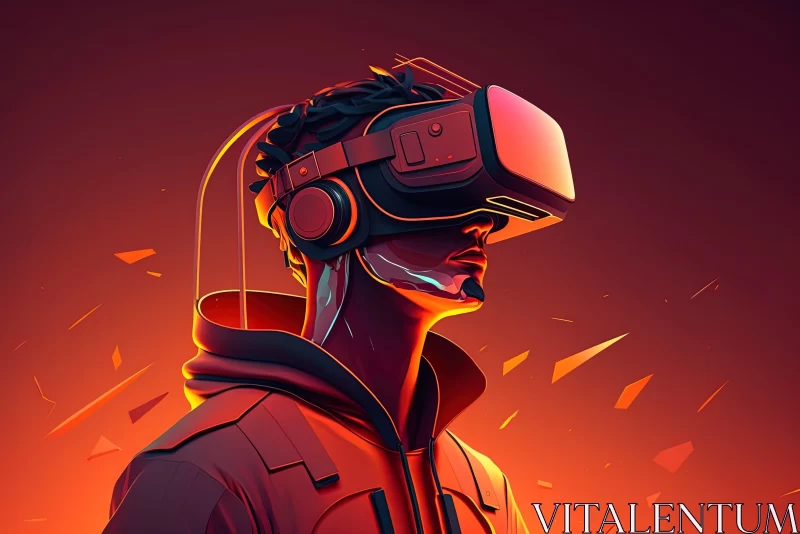 Retro-Futuristic Cyberpunk Character in Virtual Reality AI Image