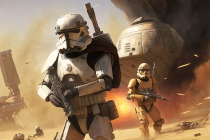 Star Wars Stormtroopers in Desert - A New Fauves 2D Game Art AI Image
