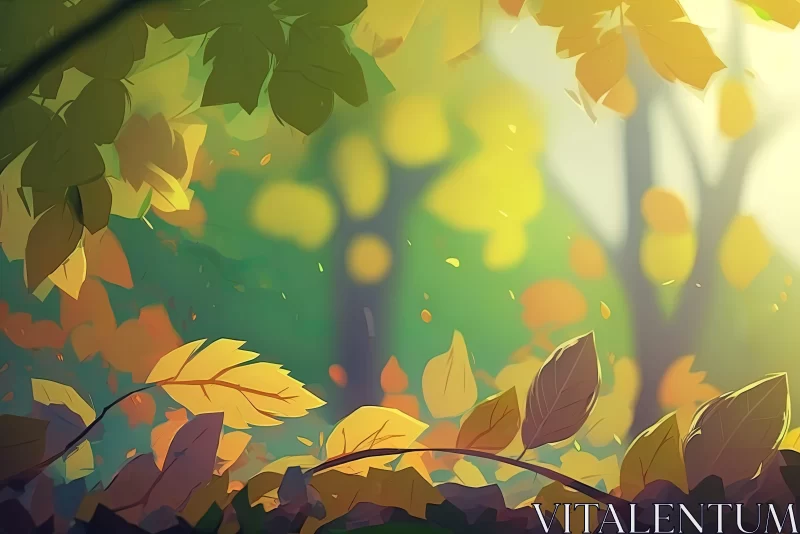Autumn Forest Field Anime-Influenced Illustration AI Image