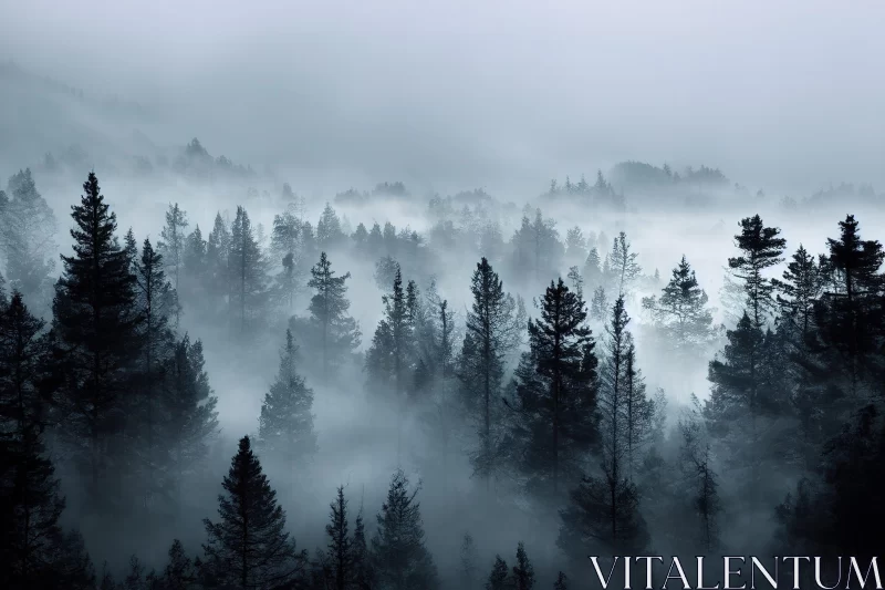Enchanting Foggy Forest - A Showcase of Norwegian Nature AI Image