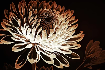 Luminous Flower in the Night - Monochromatic Illustration