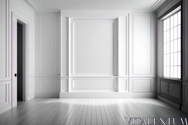 White Elegance: Classic Gothic Room with Hardwood Floors AI Image
