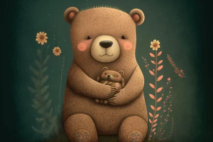 Dreamy Bear Garden Illustration