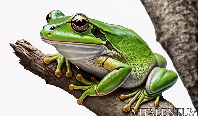 Green Tree Frog: A Masterpiece of Nature Illustration AI Image