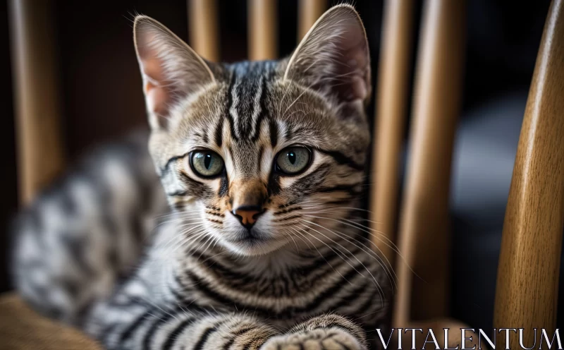 Intriguing Tabby Cat Soft-Focus Portrait AI Image