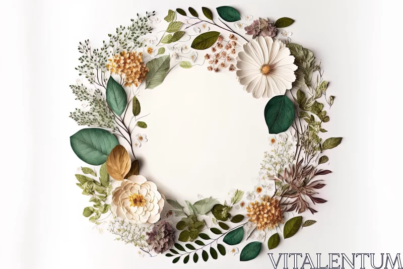 Intricate Paper Cutout Wreath with Naturalistic Elements AI Image