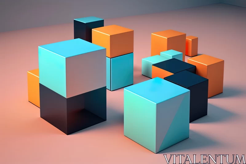 Abstract 3D Cubes Artwork with Contrasting Shadows AI Image