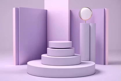 Abstract Minimalist Geometric Compositions in Pink and Purple