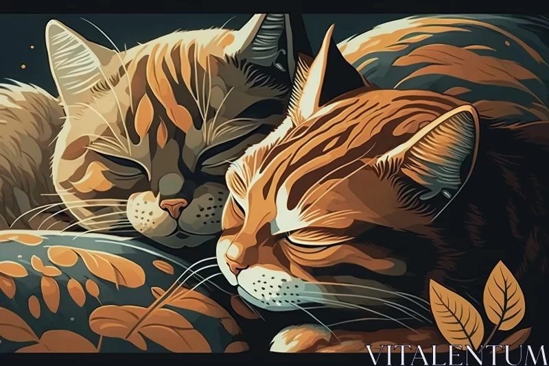 Elegant and Emotive Cat Art in Autumn Setting AI Image