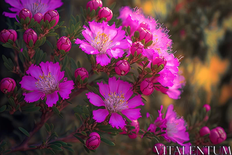 Magenta Flowers with Native Australian Motifs in Unreal Engine 5 Style AI Image