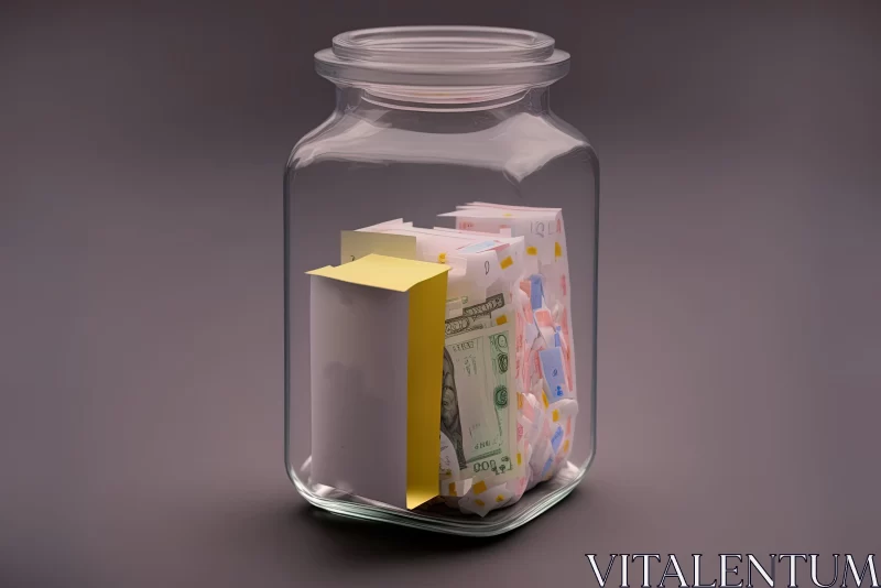 AI ART Financial Stability Exemplified: Euro Bills in a Glass Jar