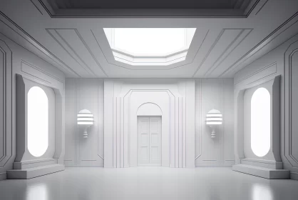 Futuristic Neoclassical Room with Deco-Pop Influence AI Image