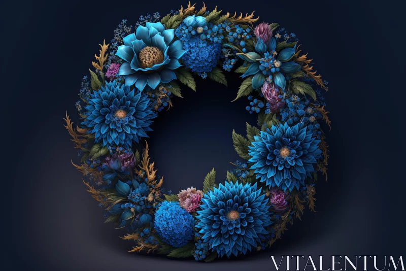 Nature-Inspired Letter O Crafted from Blue Flowers AI Image