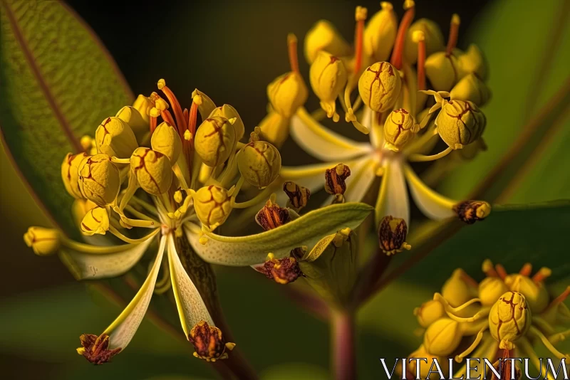 Radiant Yellow Flowers Amidst Green - Detailed Botanical Art AI Image