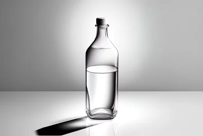 Realistic Still Life of Glass Water Bottle with Shadow AI Image